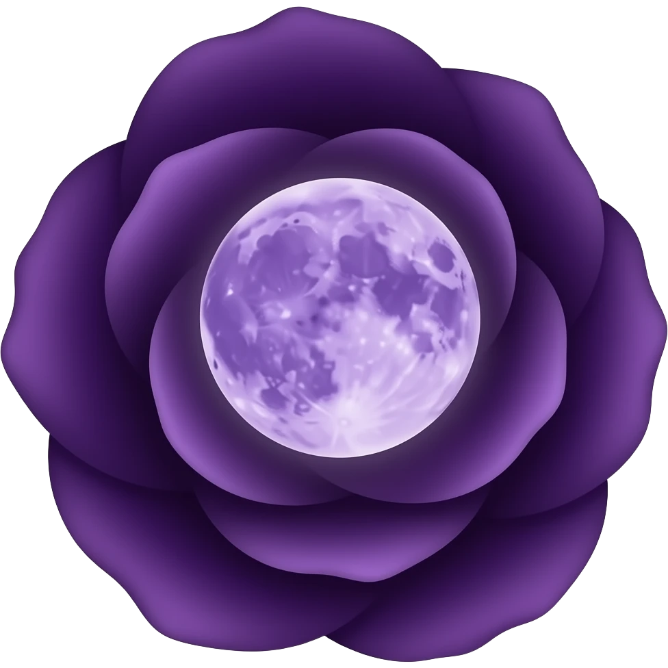 dark purple rose with a purple fullmoon inside emoji