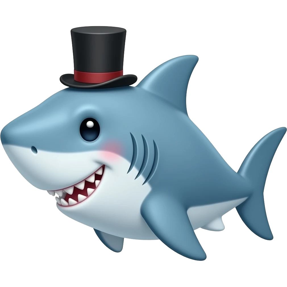 Shark with a top hat emoji