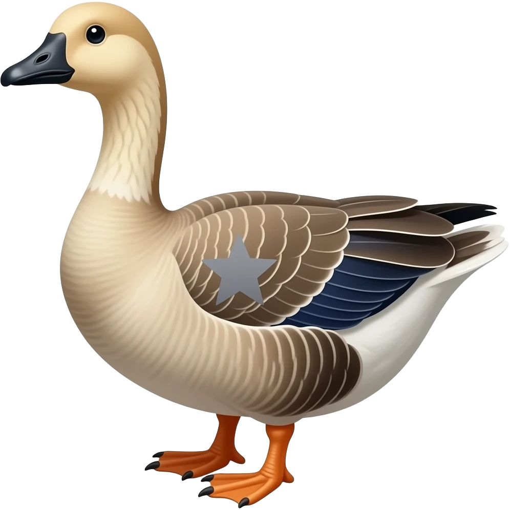 Golden goose with grey star and navy blue detail emoji