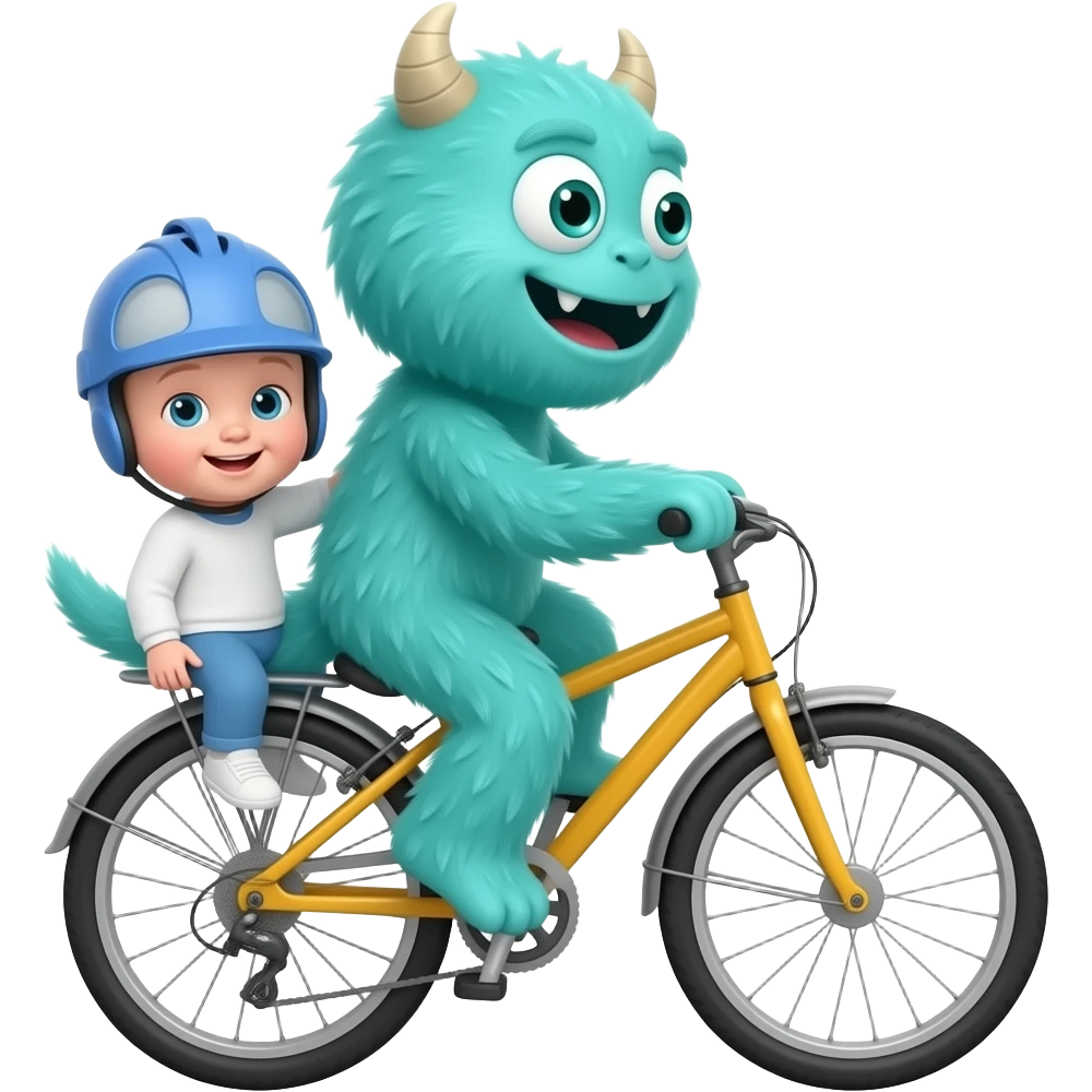 1000 Little monster And baby monster in the bike emoji