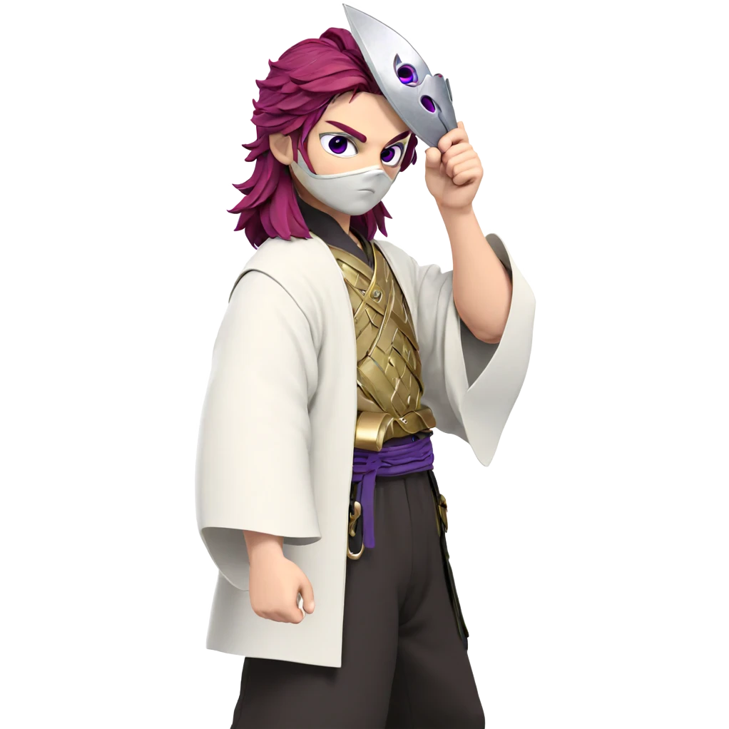 masked warrior with purple eyes emoji