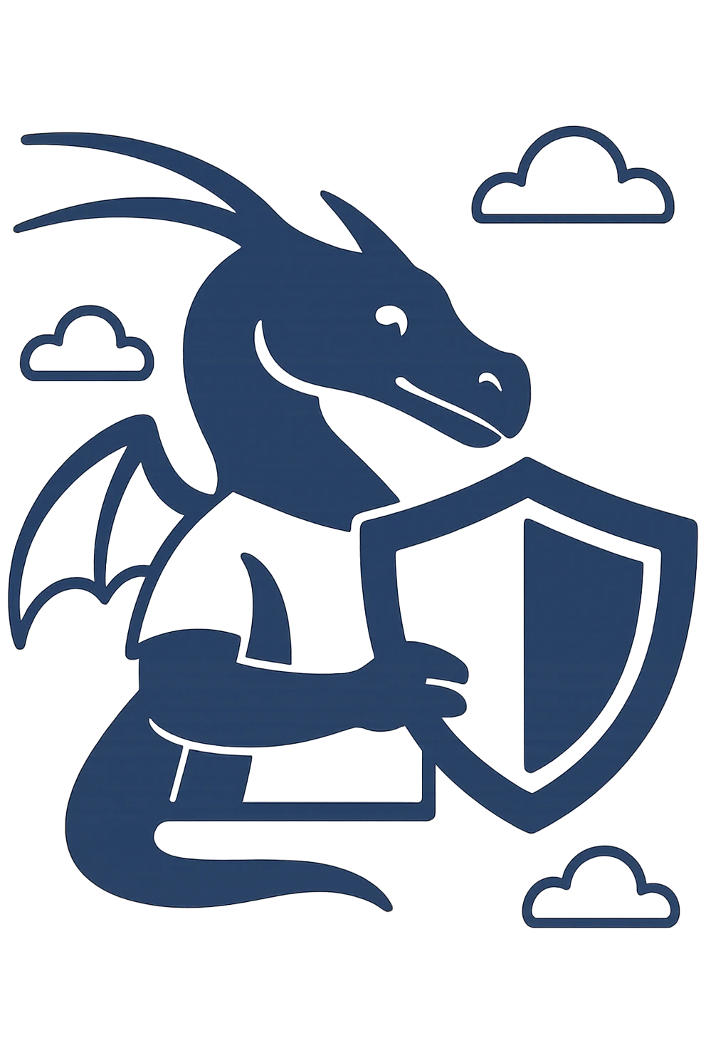 Make the shield much bigger, keep the Kali Linux dragon and modern tech logo style, flat blue color scheme, preserve transparency if present. emoji