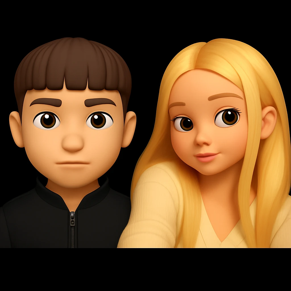 разместить эти два изображения 3d emoji на одном фоне, чтобы они были как две отдельные фигуры, с заметным пространством между ними, не изменяя сами изображения emoji