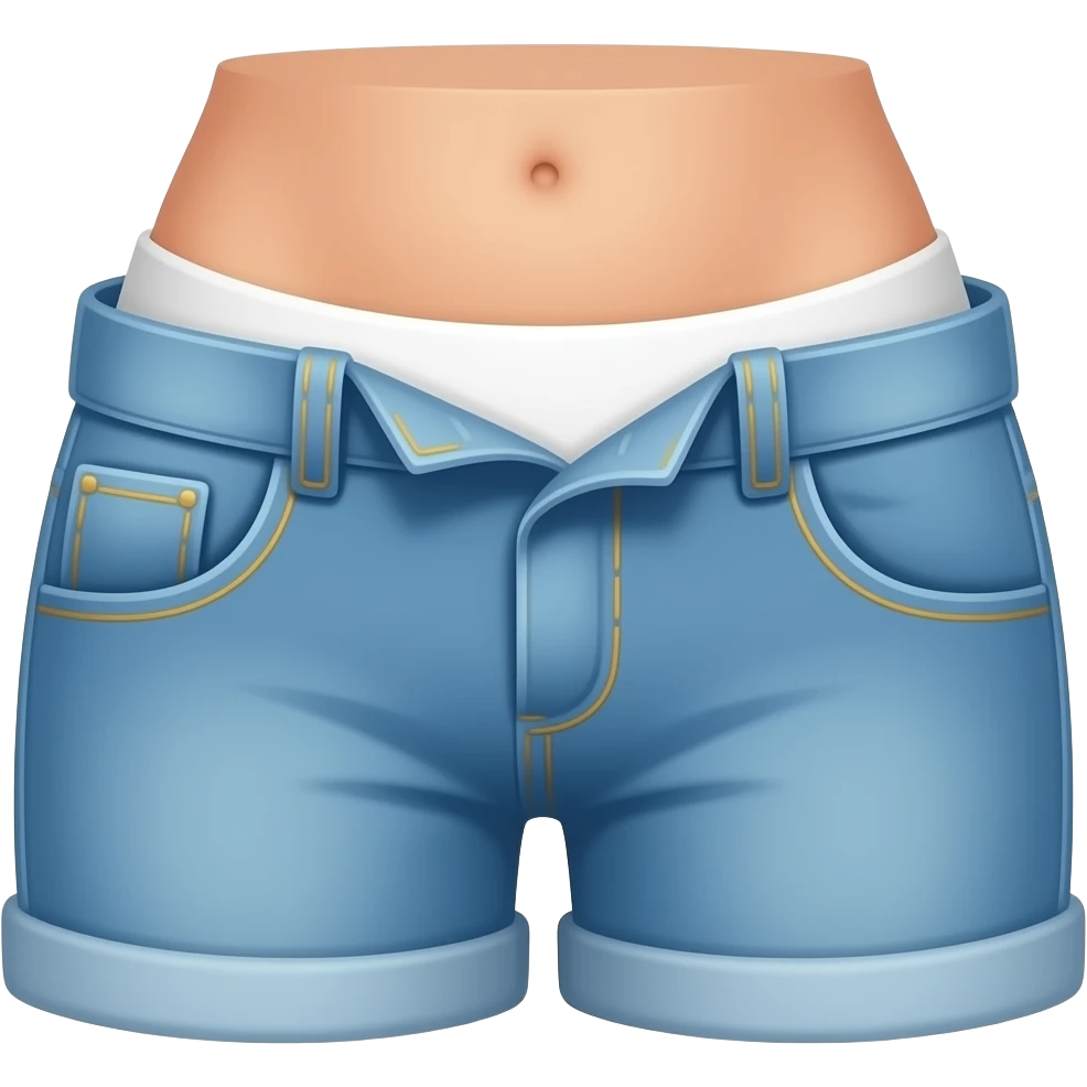 kawaii sagging pants emoji, low-rise baggy jeans with underwear waistband visible above pants, hip-hop street style, simple icon emoji
