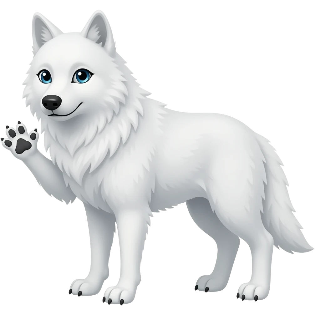 White wolf waving paw emoji