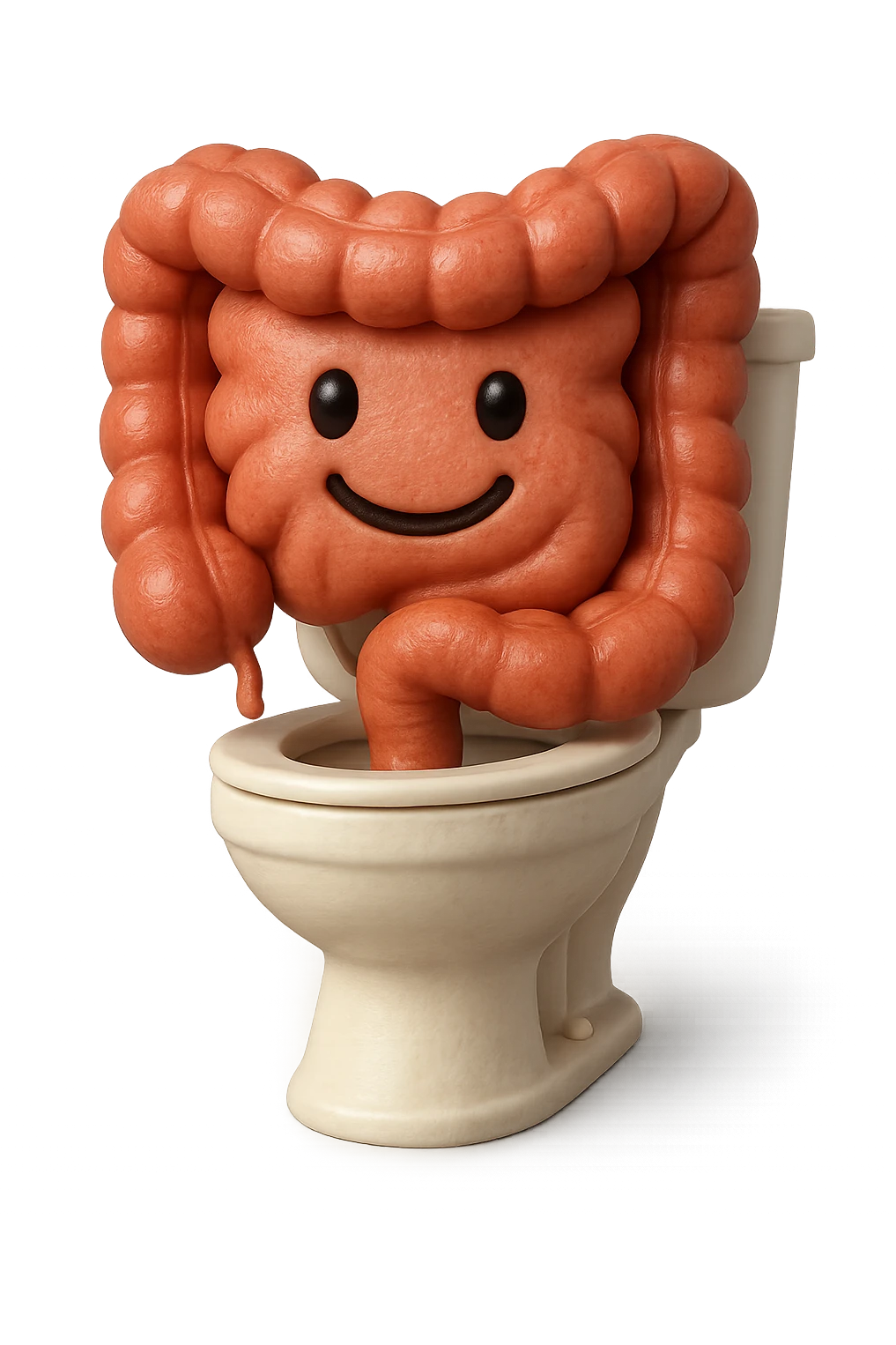 EMOJI STILE IPHONE 3D DI intestino felice seduto sul wc  FALLO MOLTO REALISTICO IN 3D emoji
