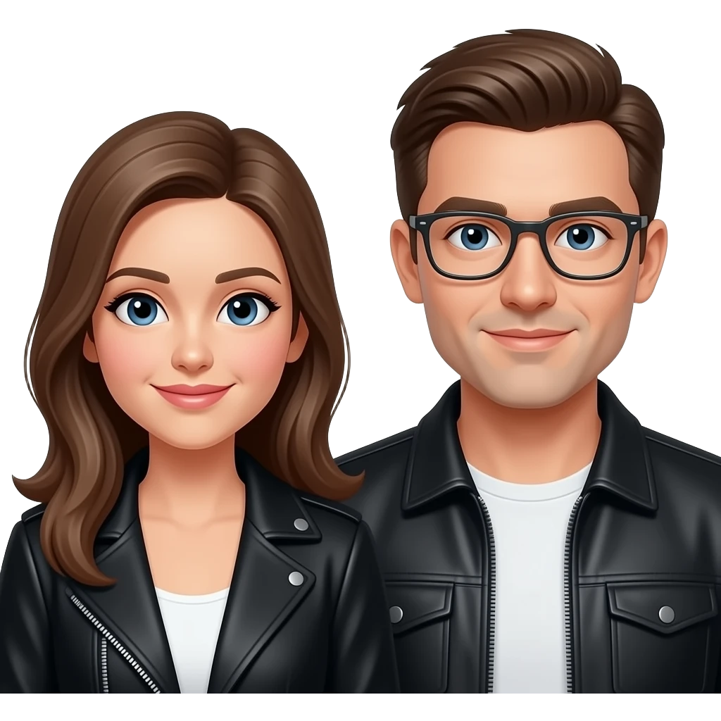 woman man in Black jacket and Glass emoji