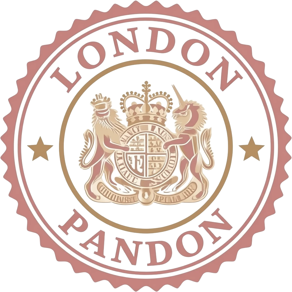Elegant London passport stamp design, isolated, centered, no background, blush pink and gold, refined travel luxury aesthetic emoji
