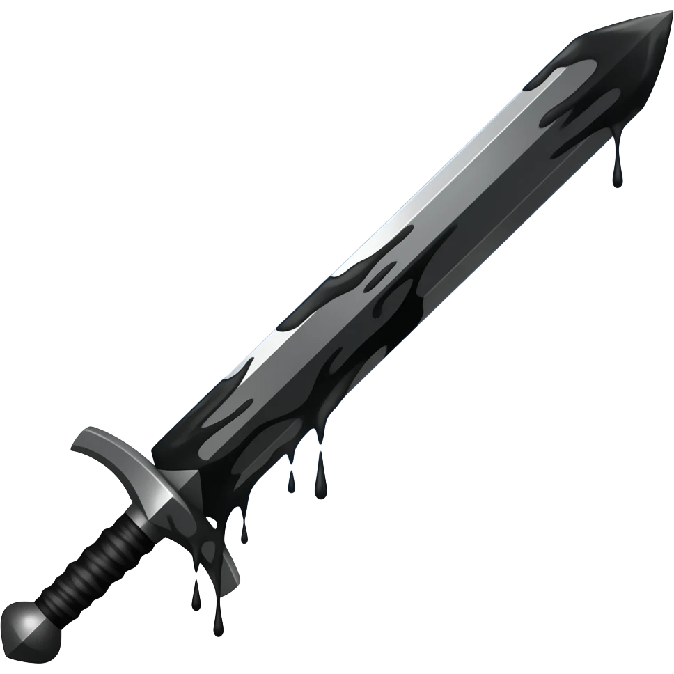 a long black sword and black aura is leaking from it emoji