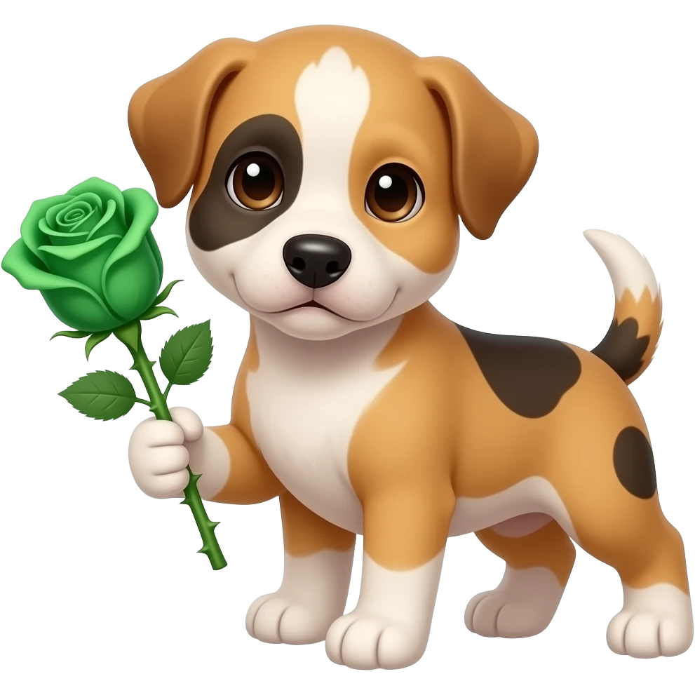 Puppies with emerald green roses and thorns emoji