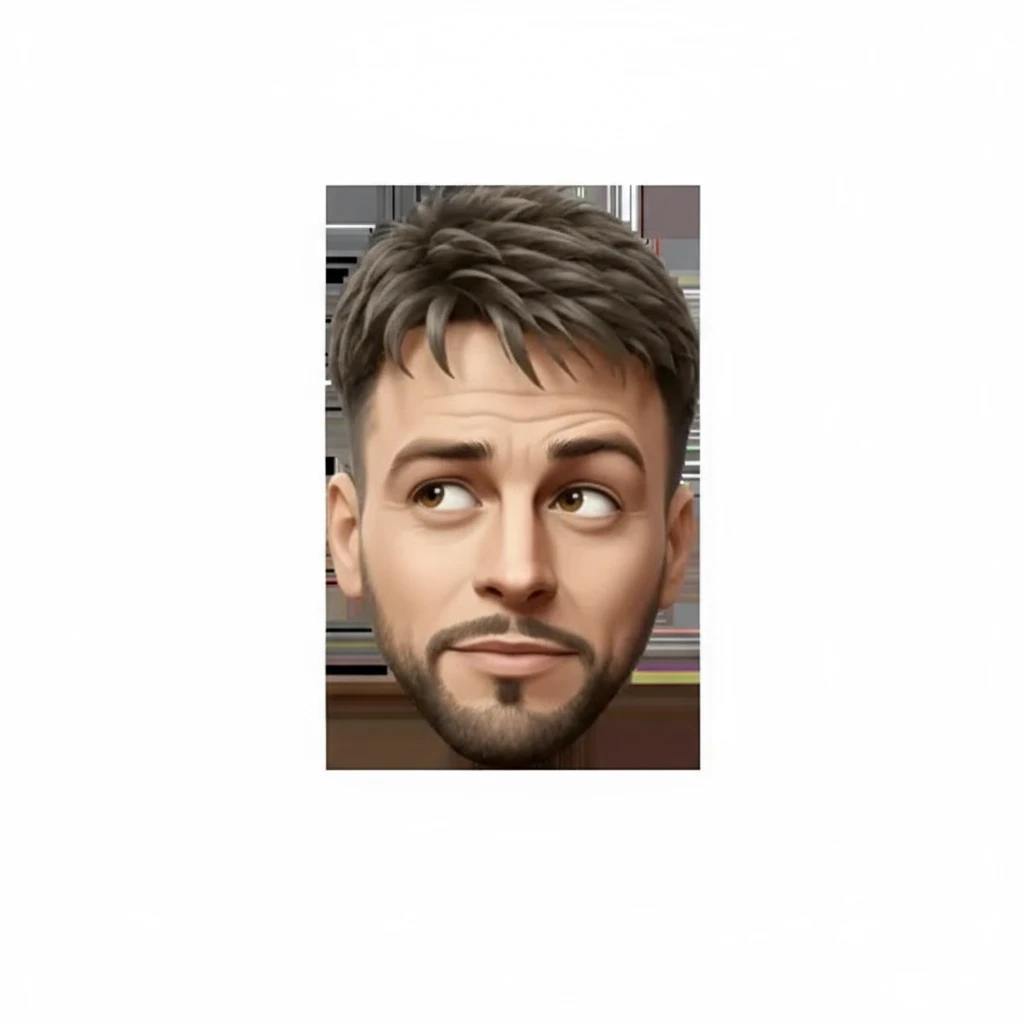 нарисуй этого человека в таком же стиле с задумчивым взглядом, без рук, без фона emoji