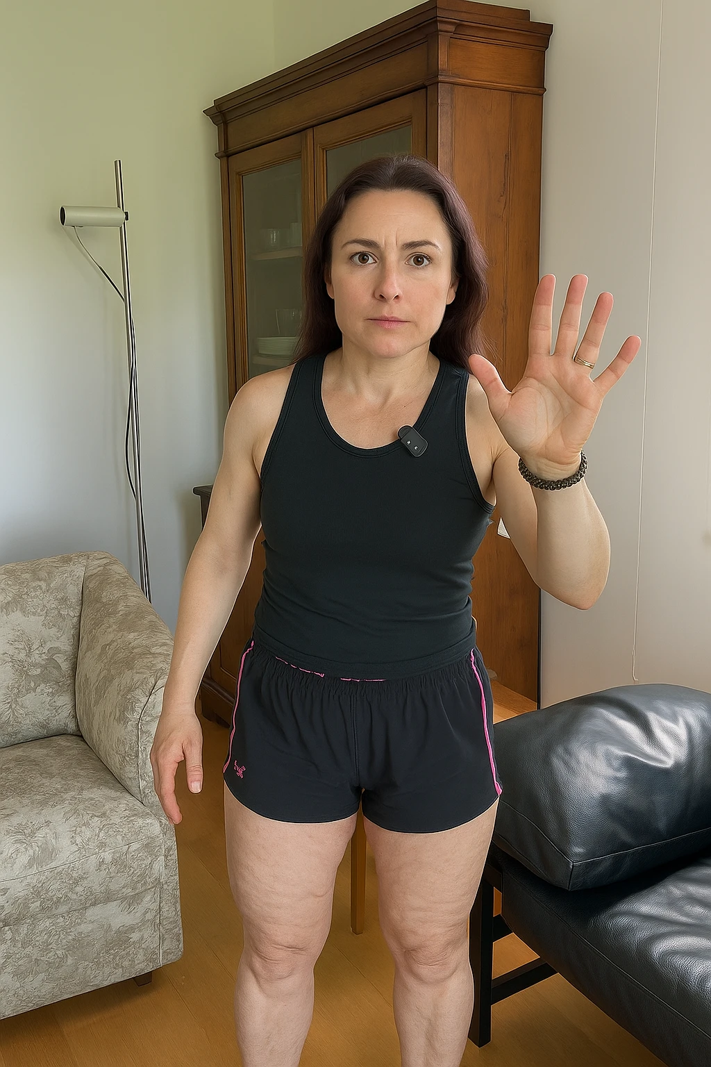 Donna con cellulite sulle cosce emoji