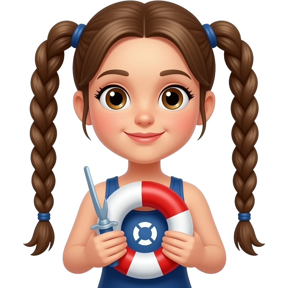 a girl with two sided braid hold life guard in hands emoji