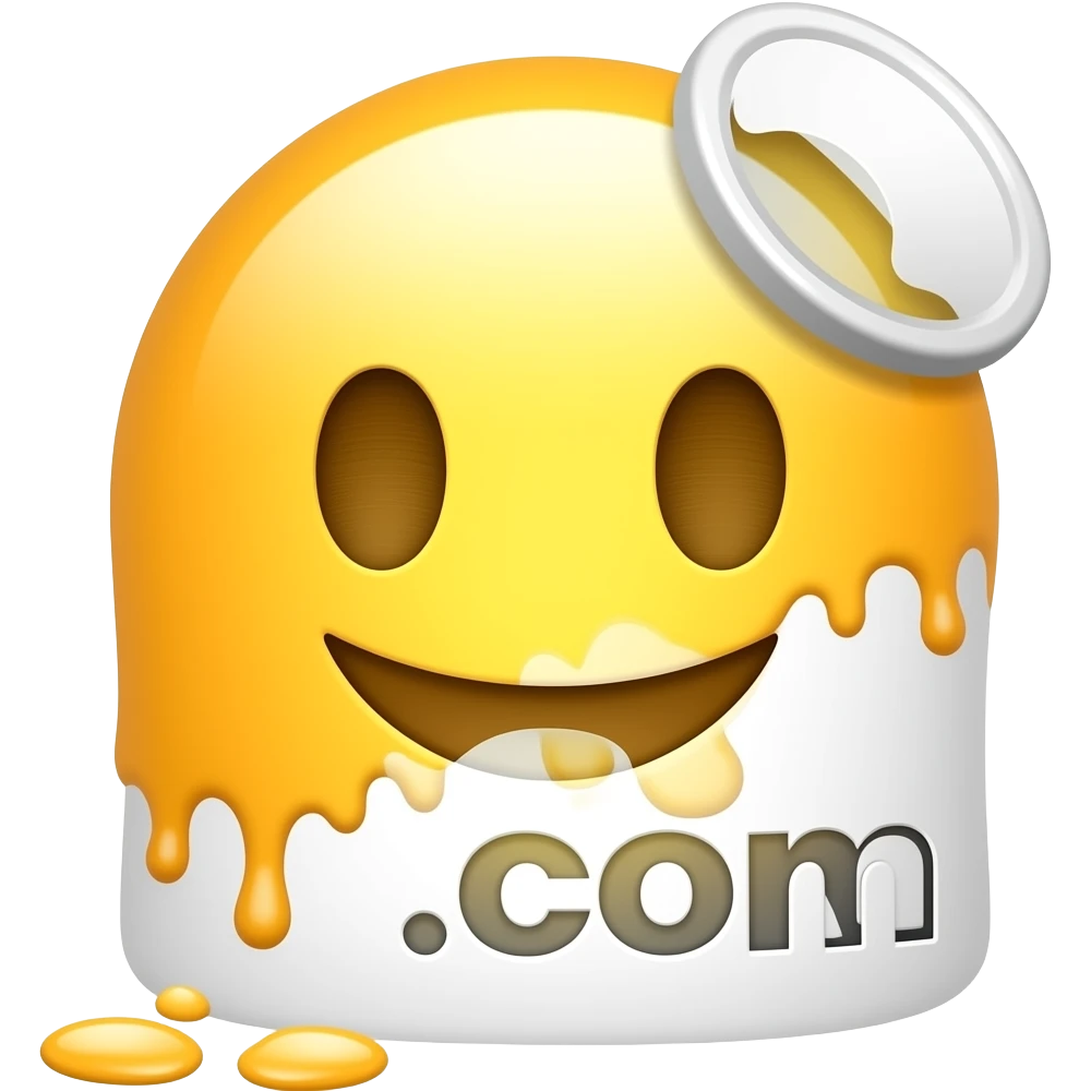 emojis.com with paint pouring out of it emoji