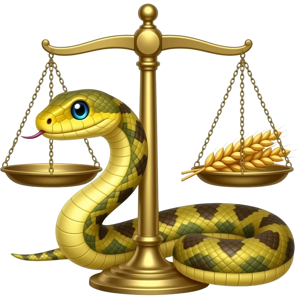 ⚖️🐍🌾 (Balança, Serpente/Medicina e Trigo). emoji