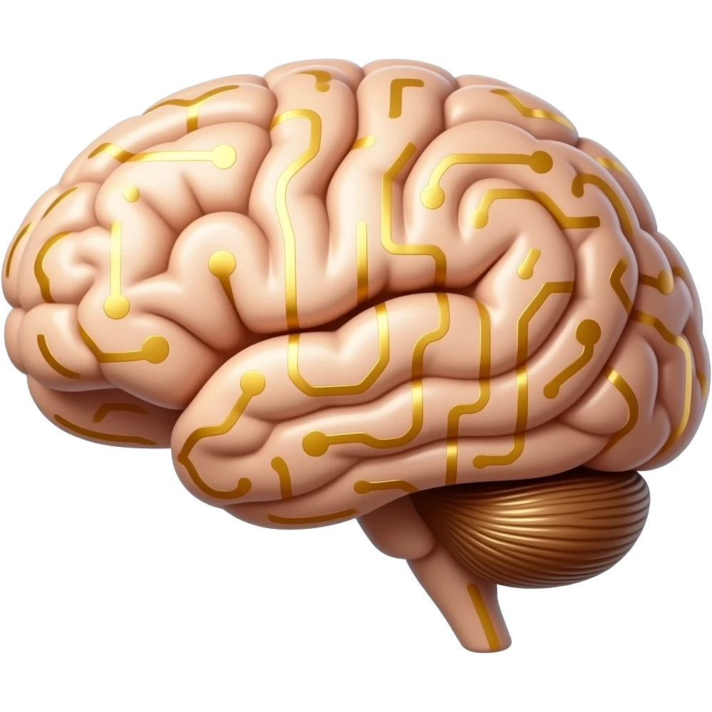 brain emoji with visible gold circuit patterns emoji