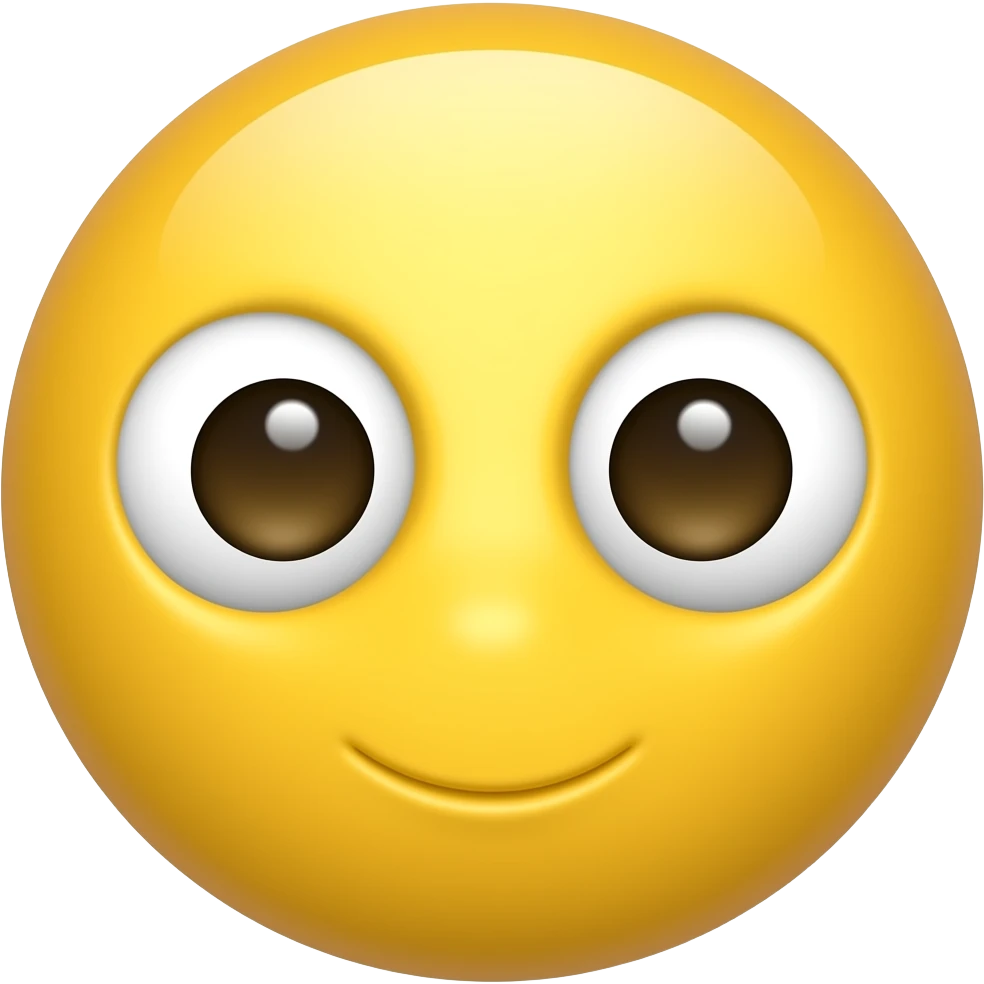 Round Yellow face with big cute eyes emoji