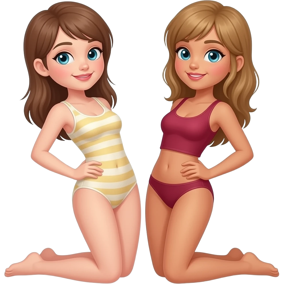 Two girls doing a sex pose emoji