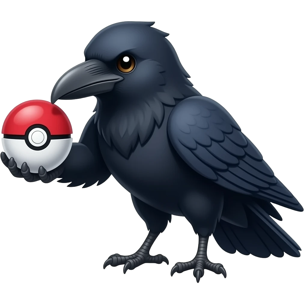 Raven holding pokeball in wing emoji