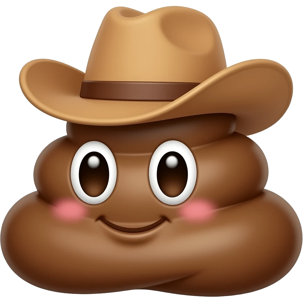 Cute 💩 with cowboy hat  on Sideways emoji