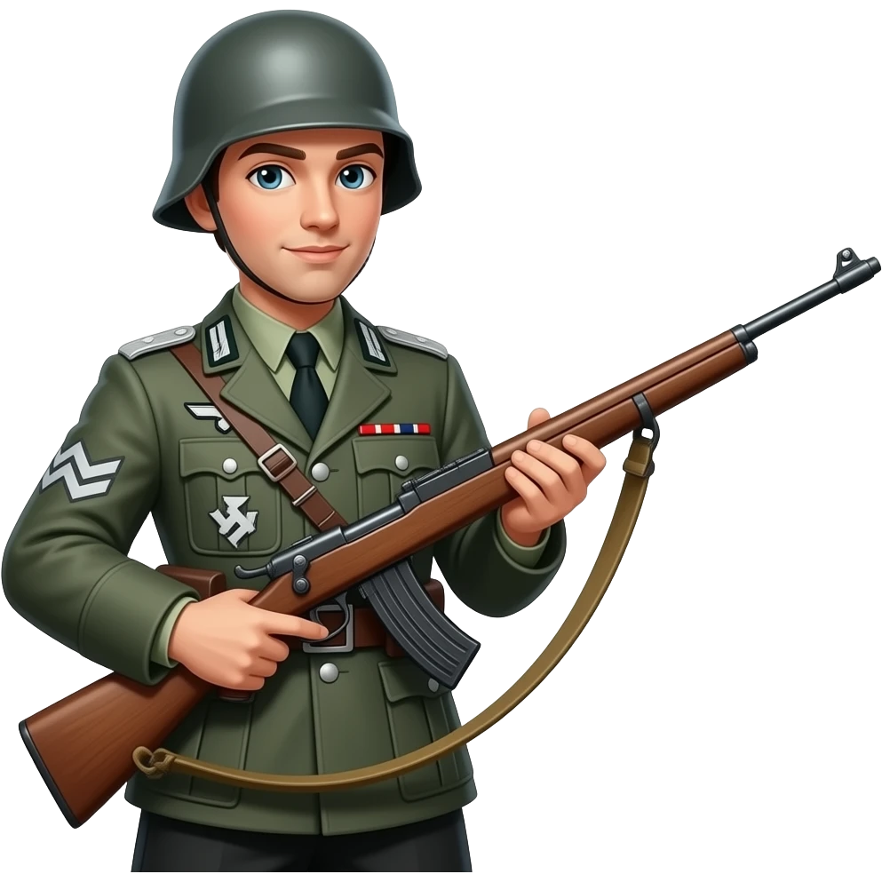 A German soldier holding a gun in world war II emoji