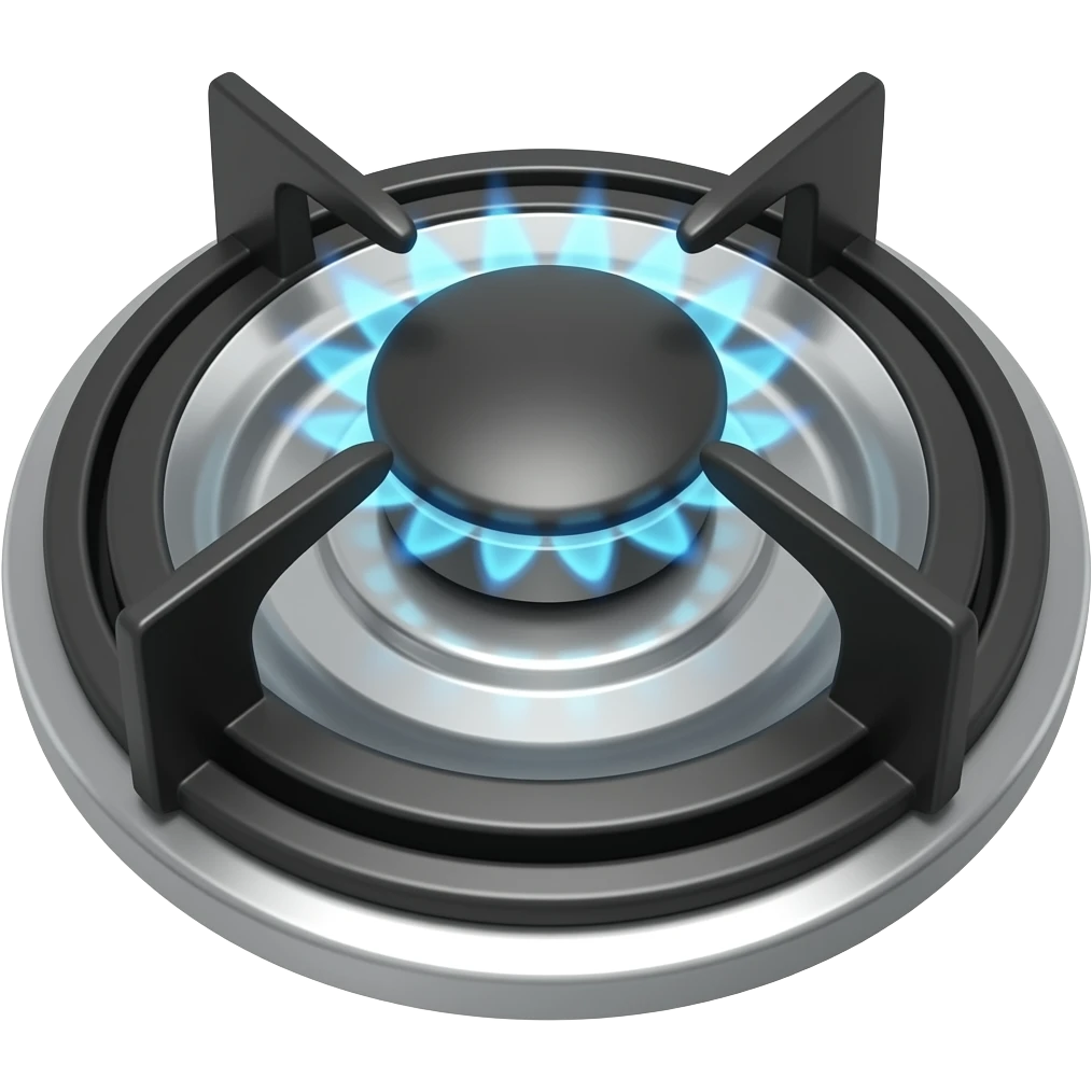 side view of a gas stove pit burner head emoji