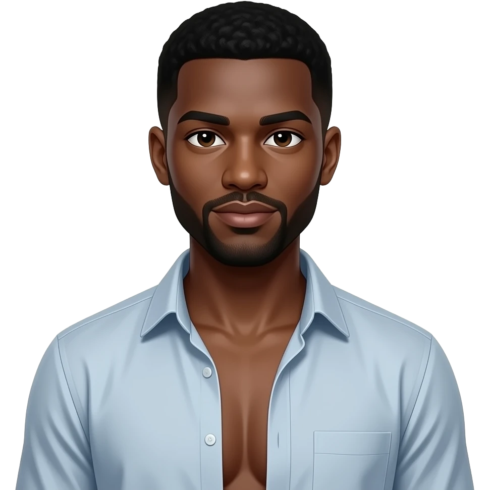 luxurious black male casual shirt opened up emoji