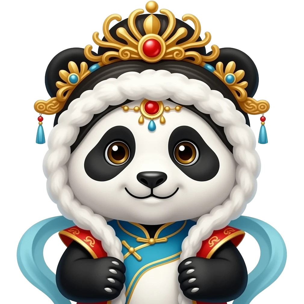 Chinese Princess with baby panda closeup emoji
