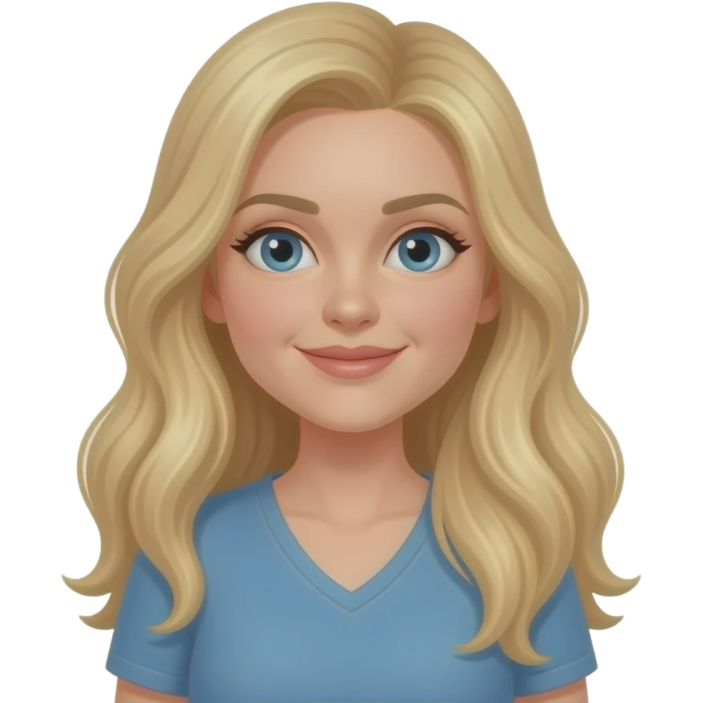 A full body very long haired blonde 38 year old,, emoji