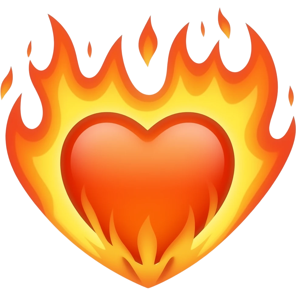 Orange heart with fire emoji emoji