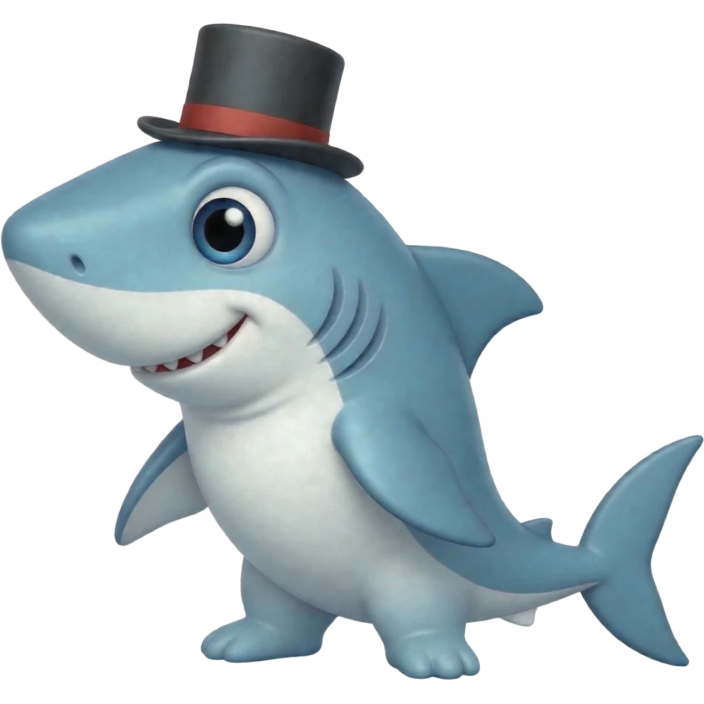 Shark with a top hat emoji