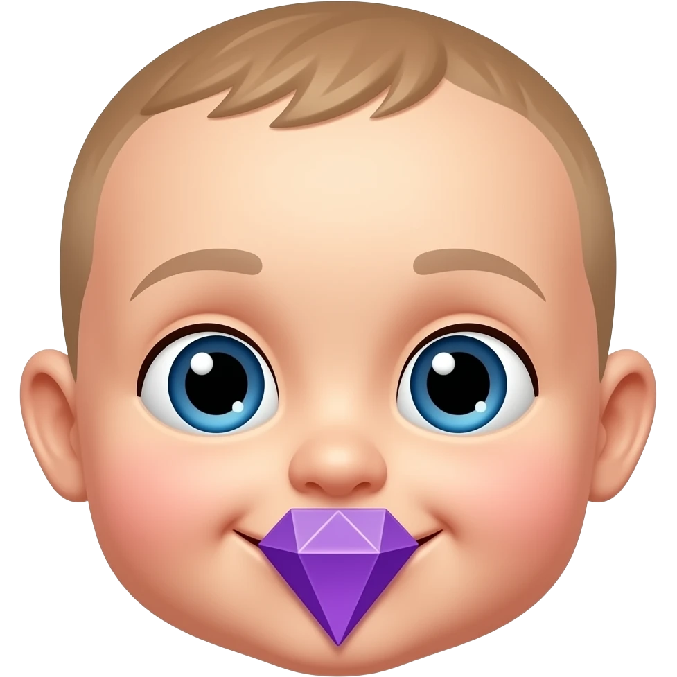 A violet diamant emoji smile with a baby face emoji