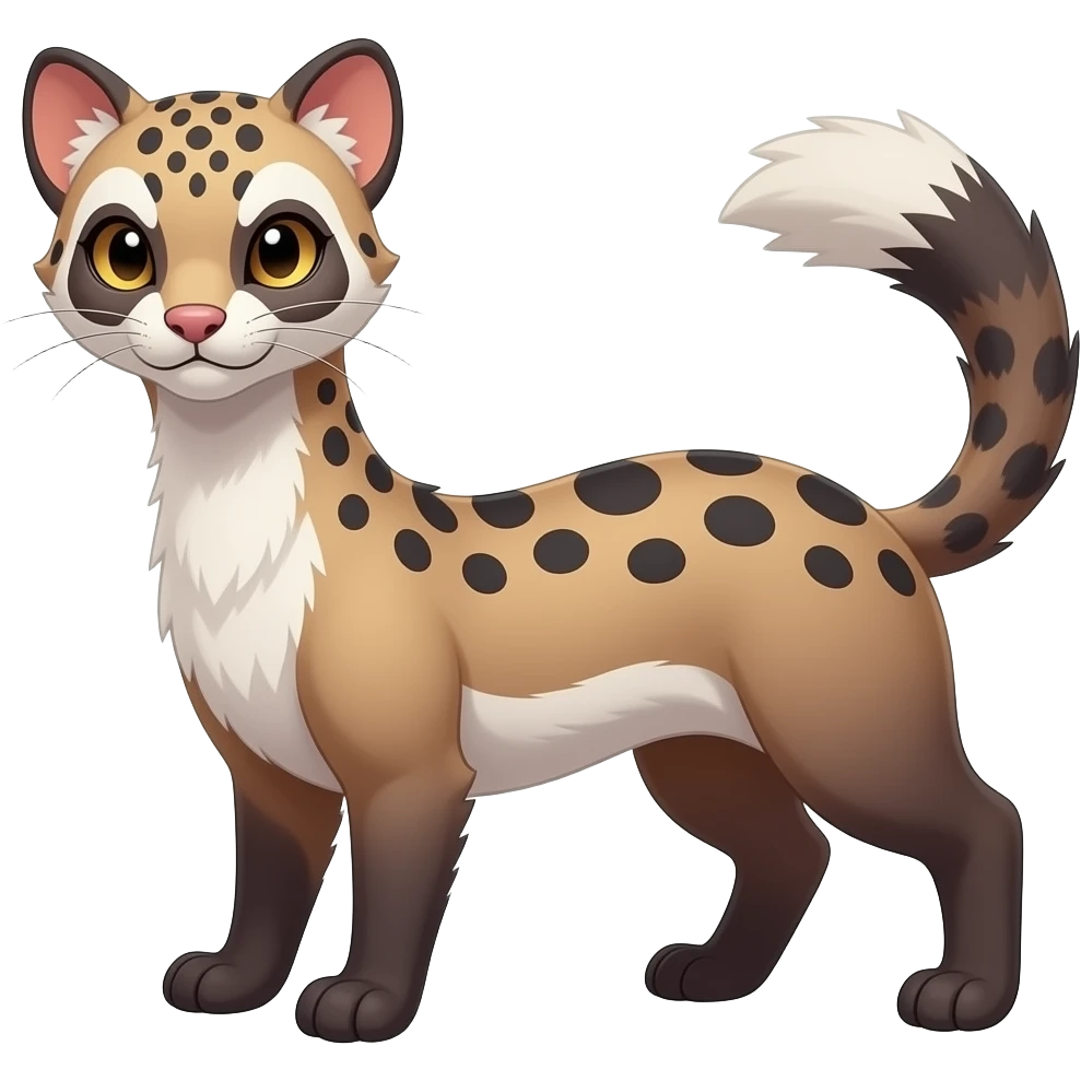 Digitigrade quadrupedal Randomly marked randomly colored Absol-Furret-Genet-Liepard-Ferret-Tanuki-Ermine-hybrid emoji