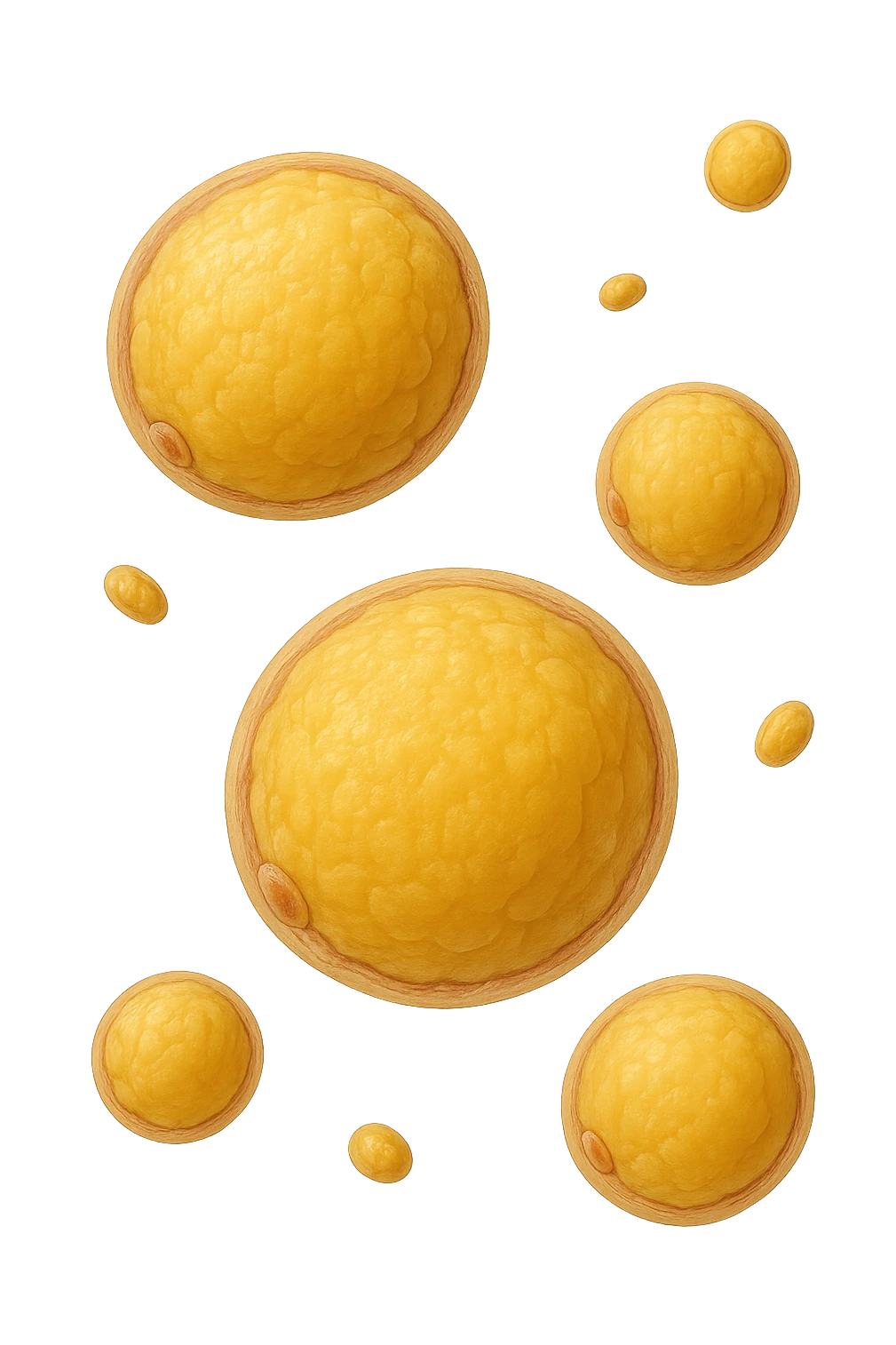 adipociti (cellule gialle) anatomiche realistiche fluttuano in aria emoji