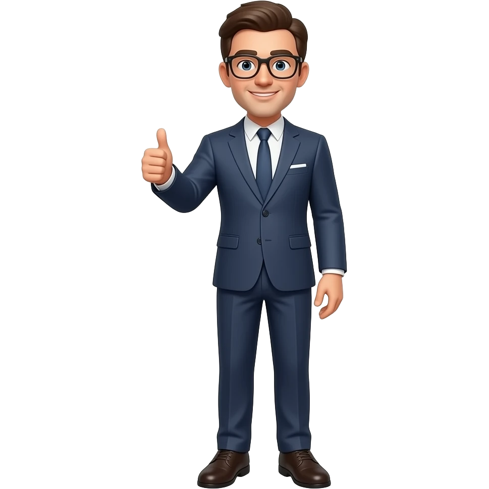 White man in nice suit full body giving thumbs up emoji