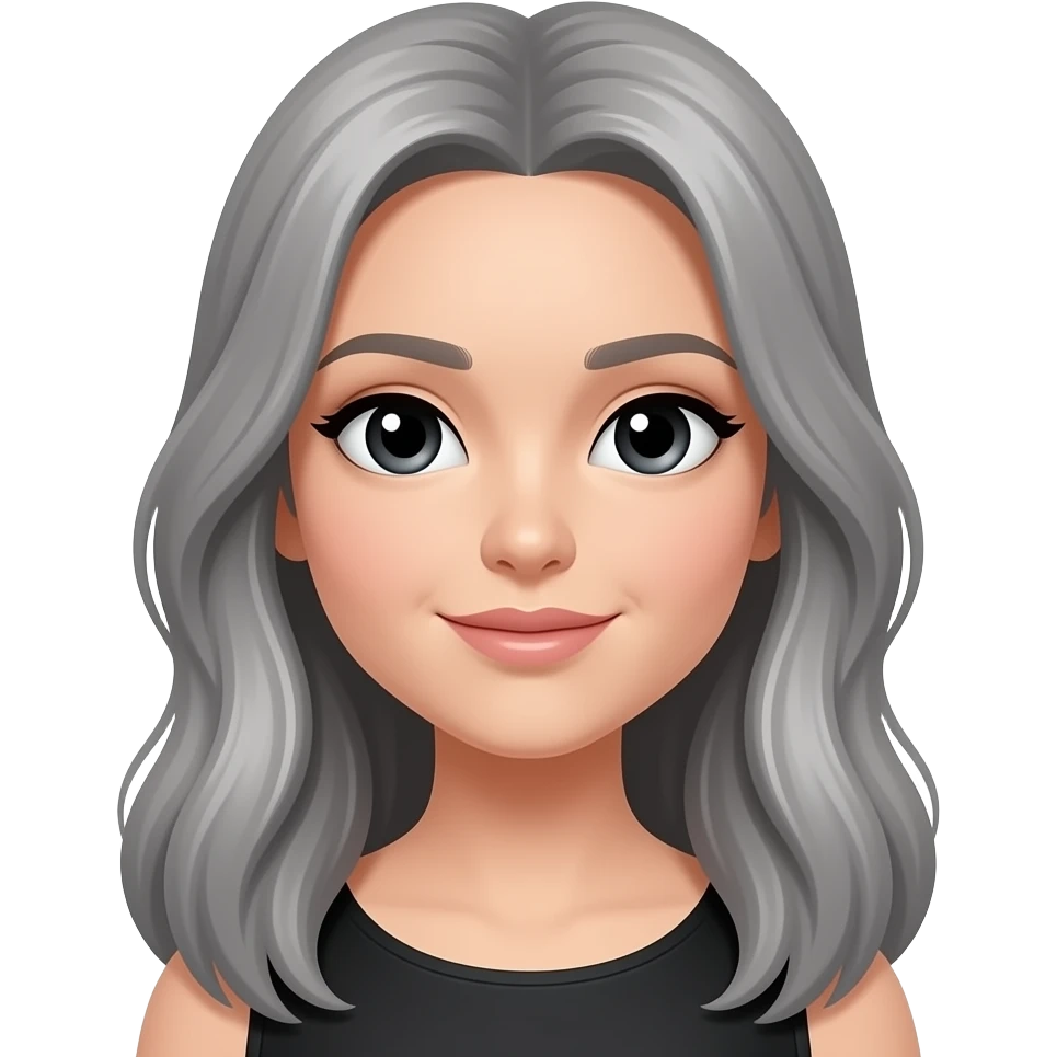 lady with black eyes and grey really long hair emoji