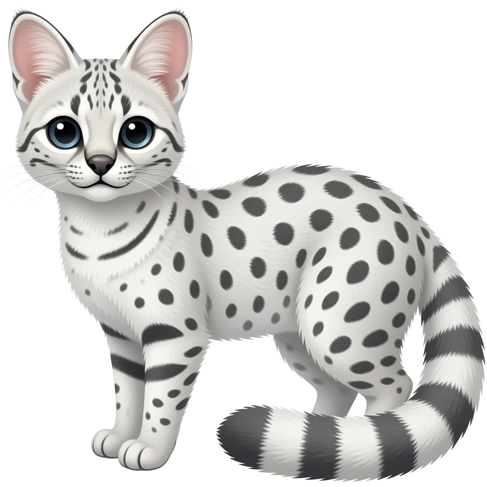 White Albino pastel light whitish grey-spotted Serval-Civet-Genet-Trico-Furret-Linoone emoji