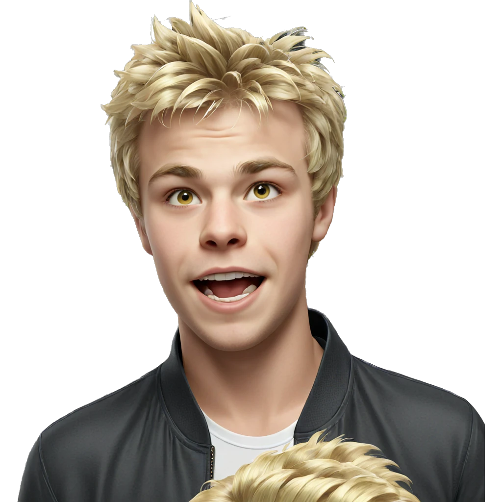 blonde boy with open mouth emoji