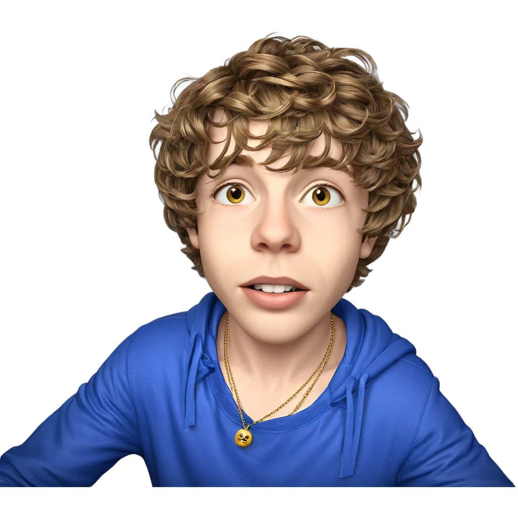 brown-haired boy with necklace emoji