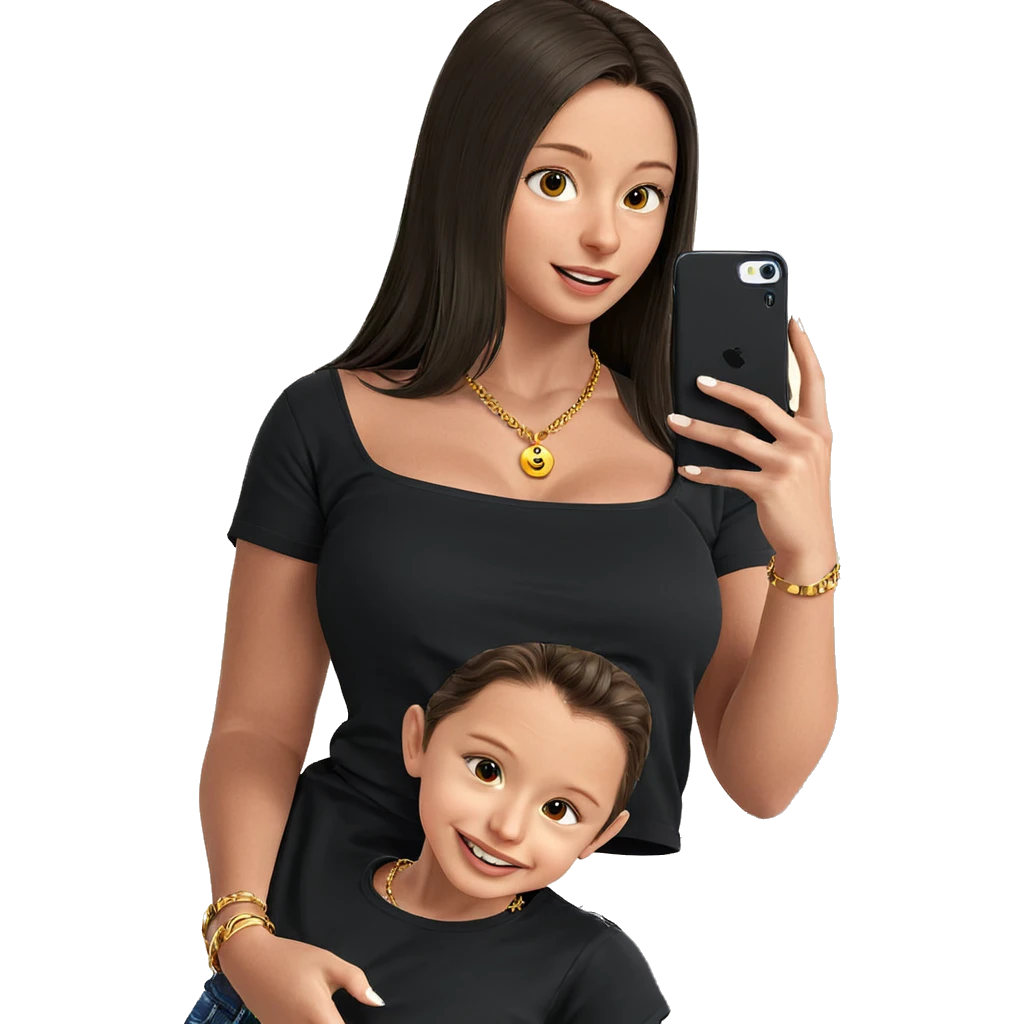 selfie of girl with necklace emoji