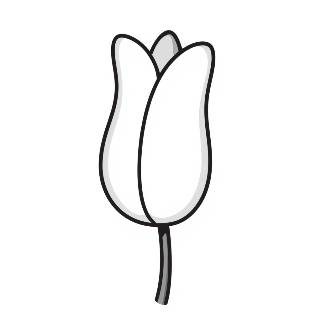 white tulip hand drawn doodle style emoji