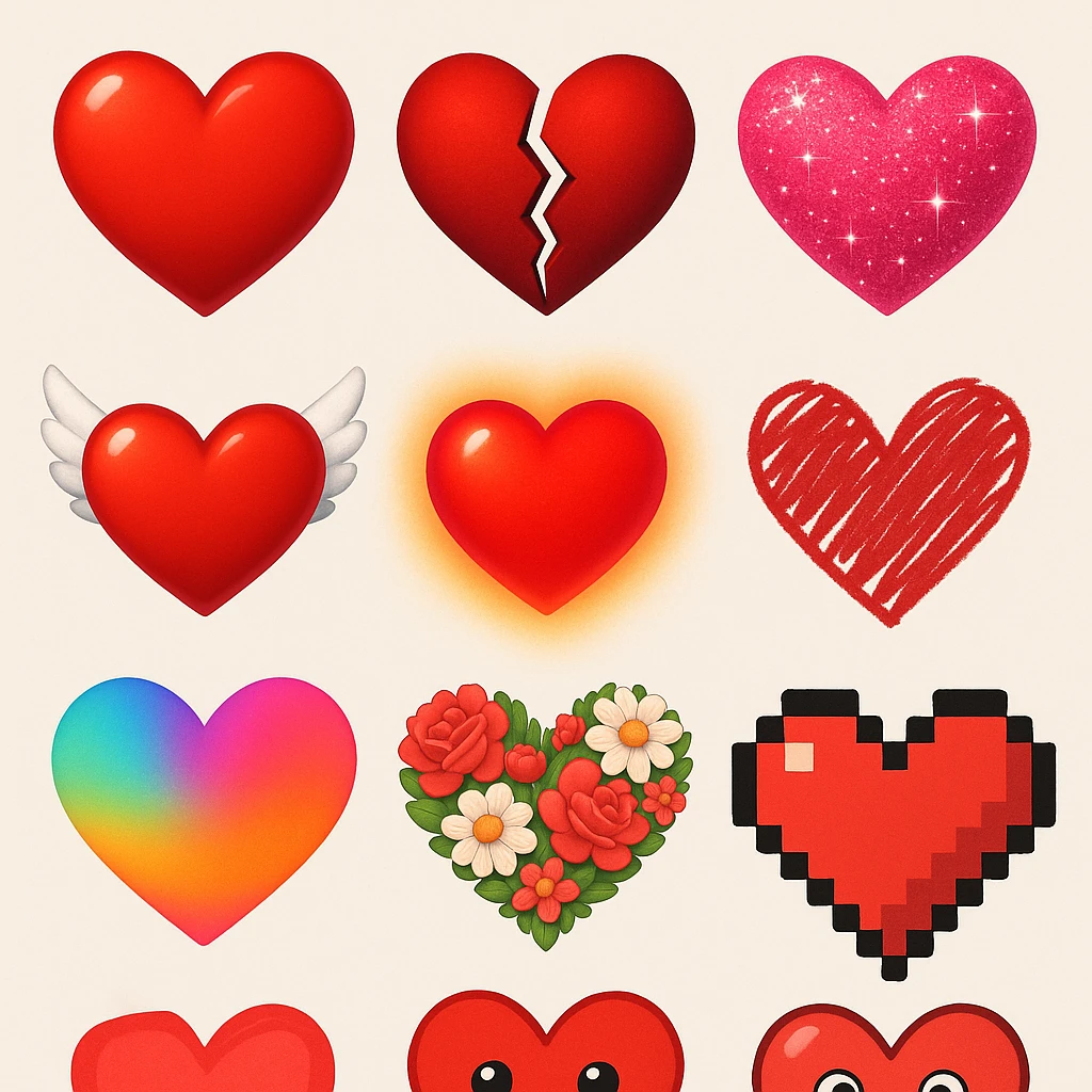 show more heart style emoji