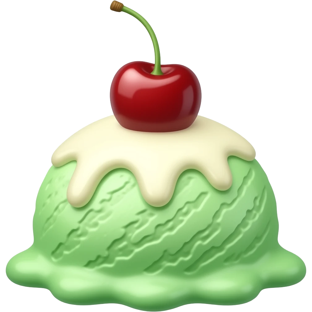 cream soda ice cream green with a cherry on top emoji