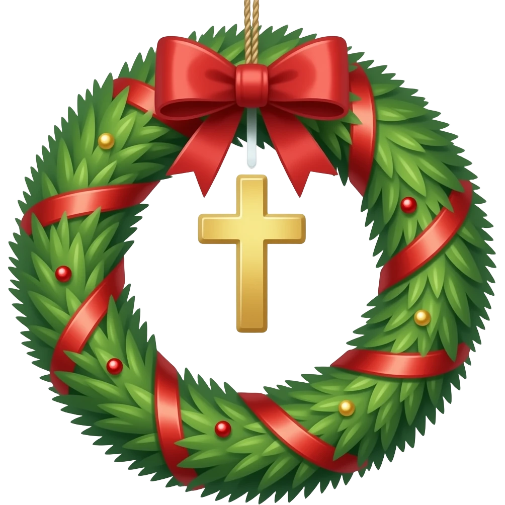 Smooth cross cuisine Christmas wreath circle hanging emoji