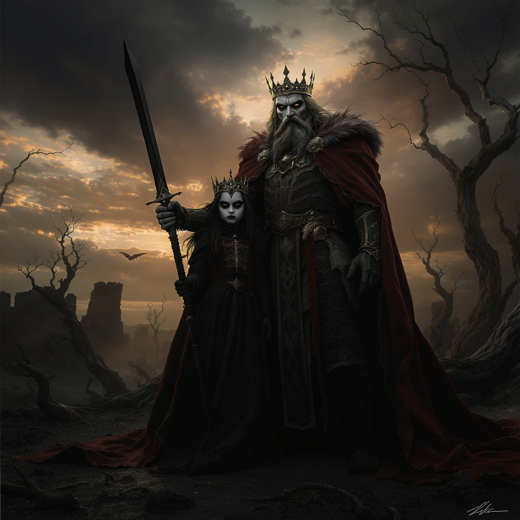 Two Sinister Children with the Sinister King emoji