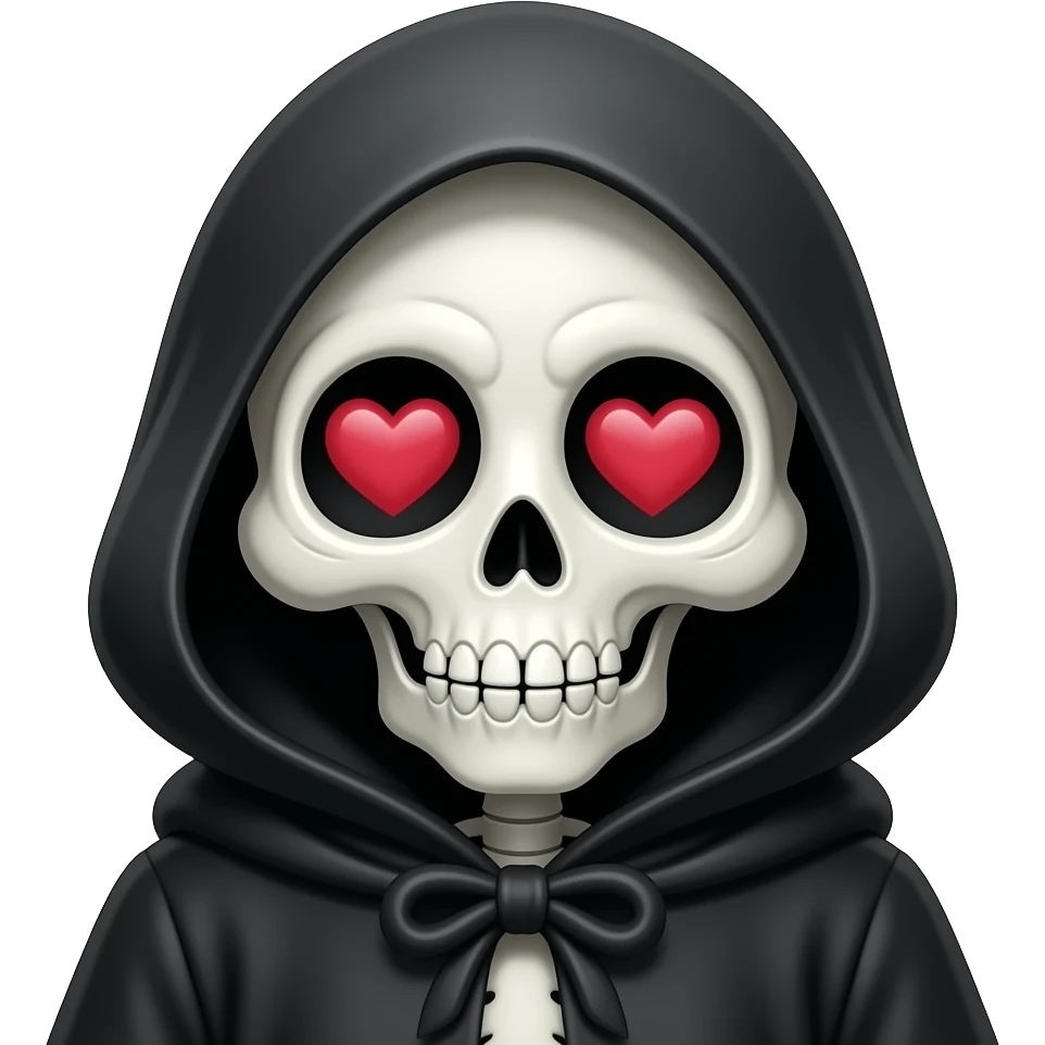 Grim reaper cute big heart eyes emoji