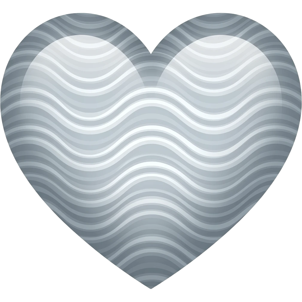 Grey heart and white waves in it emoji
