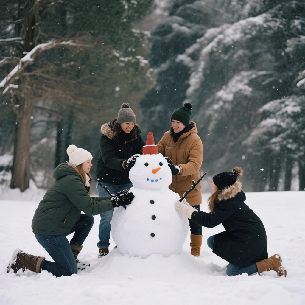 people making a snowman emoji