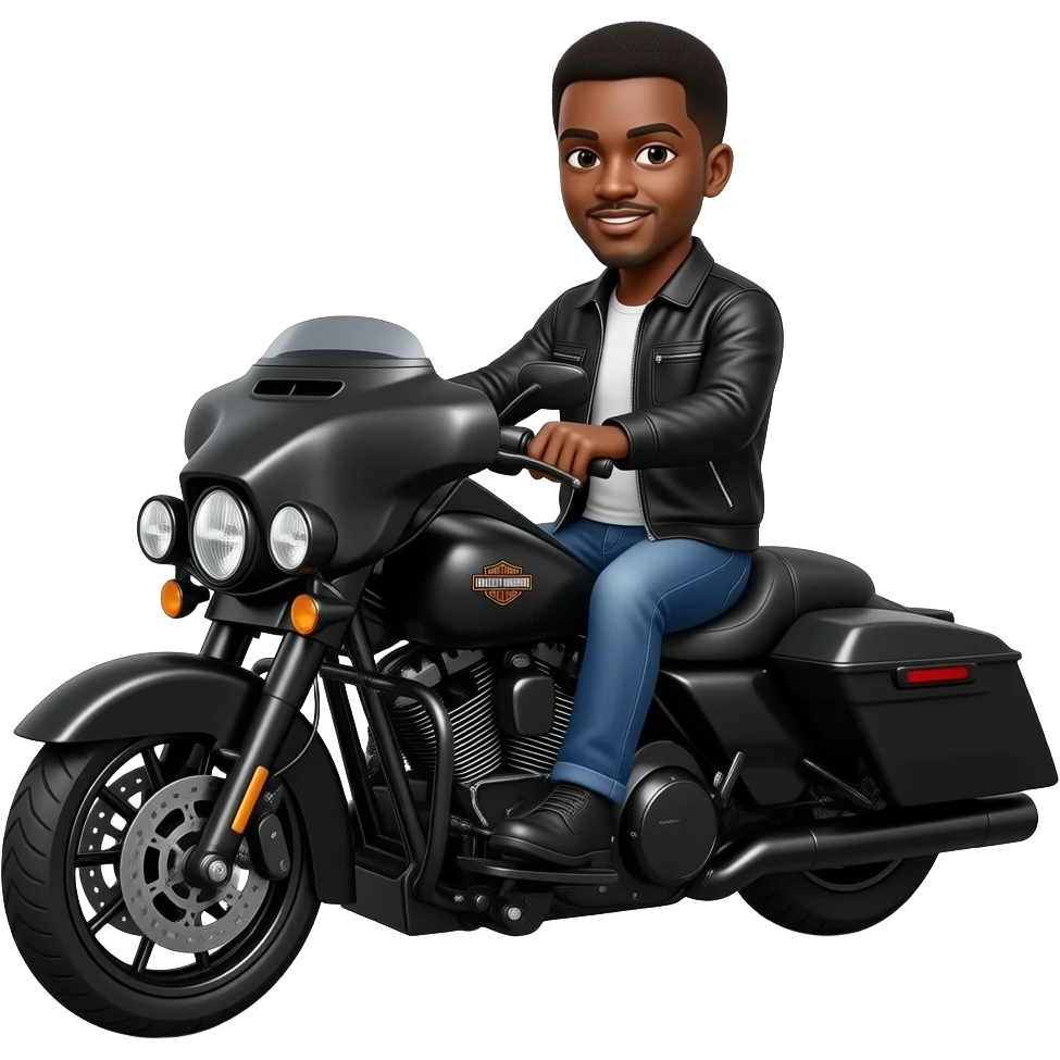 Black guy on 2024 Harley-Davidson Street glide emoji