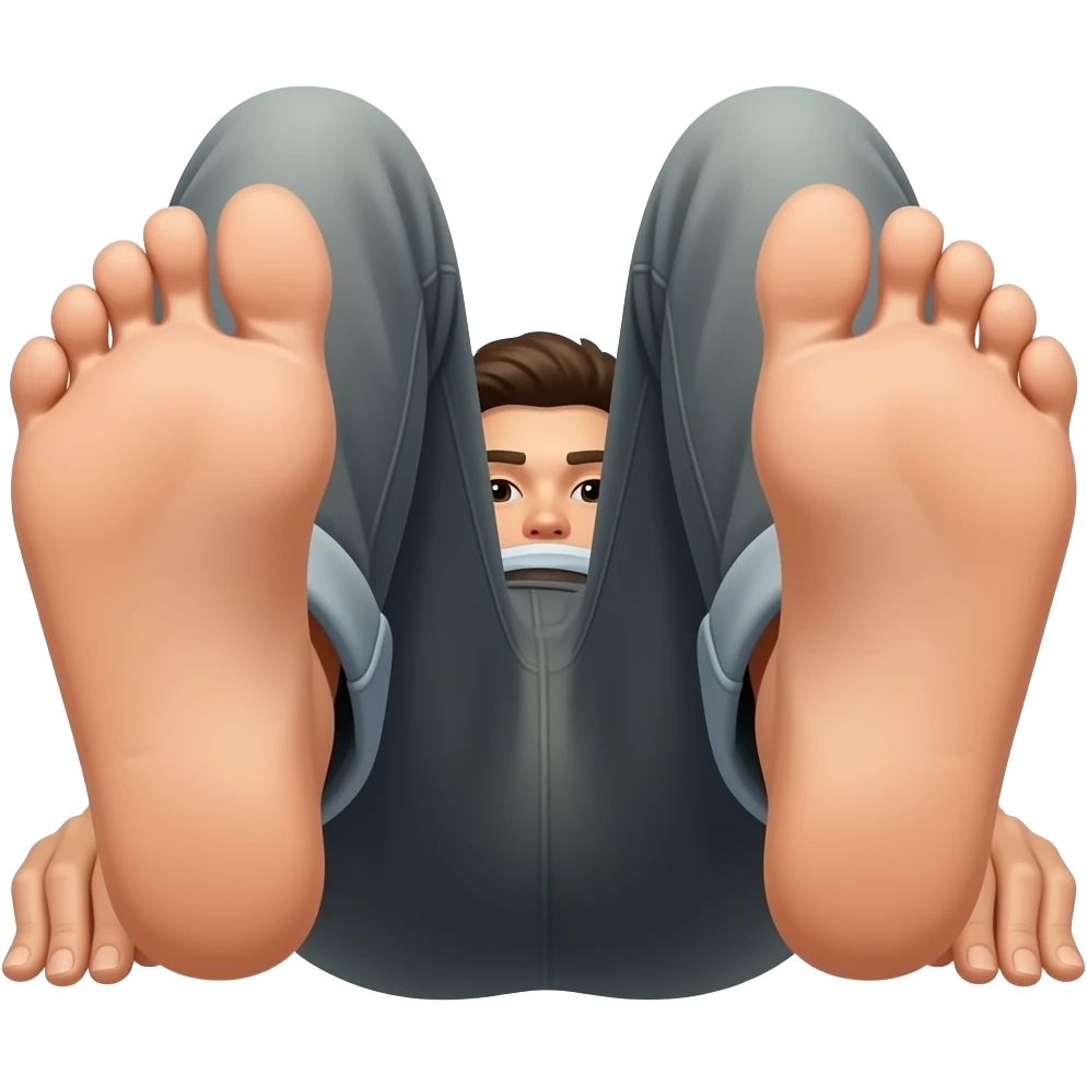 laying on back, legs bent, feet up showing butthole emoji